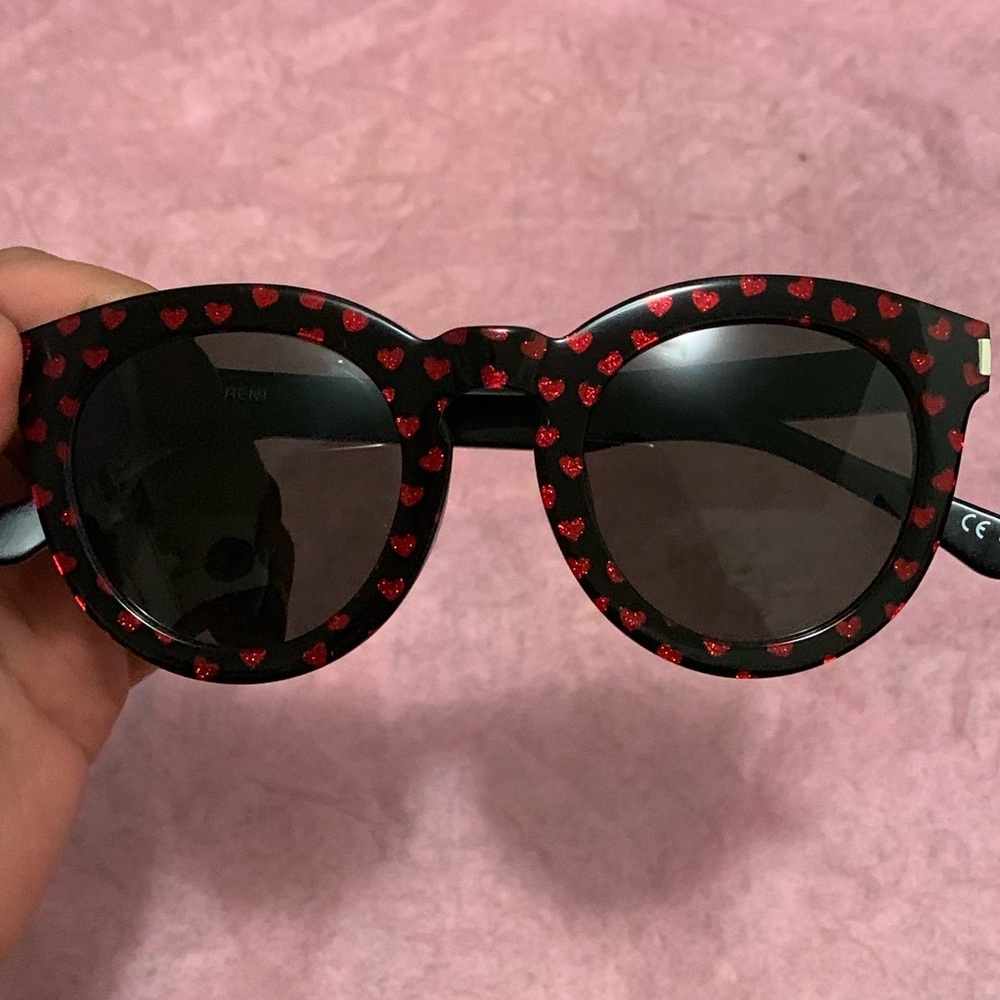 Saint Laurent Heart Print Round Sunglasses